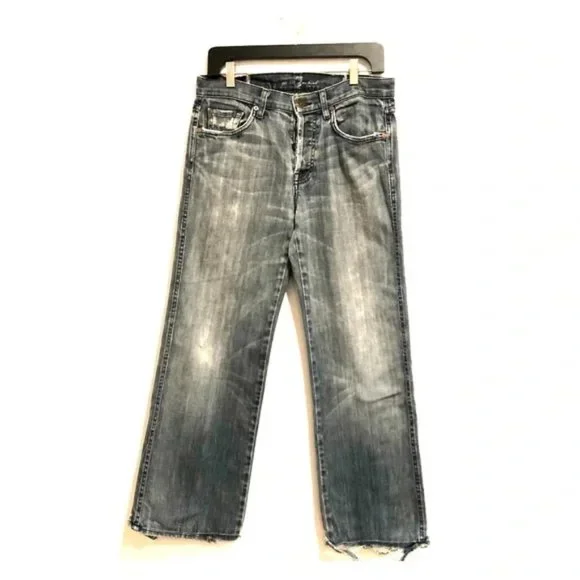 7 For All Mankind Jeans Blue Crop Dojo Size 28 #181 - Picture 1 of 7